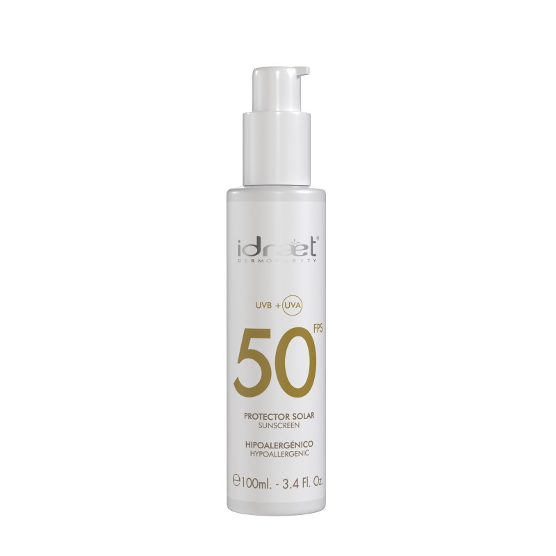 Protector SPF50 Sin Color Facial  Amplio espectro 100 ml Idraet